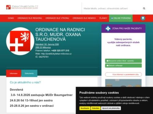 Praktický lékař pro dospělé Ordinace na radnici s.r.o. - MUDr. Oxana Tauchenová