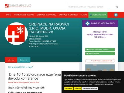 Praktický lékař pro dospělé Ordinace na radnici s.r.o. - MUDr. Oxana Tauchenová