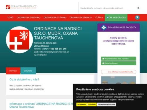 Praktický lékař pro dospělé Ordinace na radnici s.r.o. - MUDr. Oxana Tauchenová