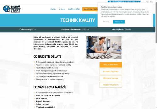 Webové stránky NOVÝ START, personální agentura s.r.o., Žďár nad Sázavou