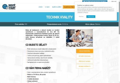 Webové stránky NOVÝ START, personální agentura s.r.o., Žďár nad Sázavou