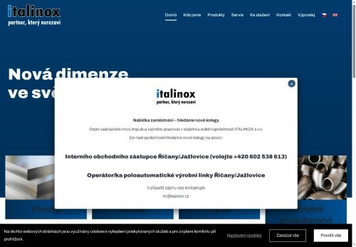 ITALINOX, spol. s r.o. nabízí práci na pozici SKLADNÍK/OPERÁTOR VÝROBNÍ LINKY (m+ž) v obci Říčany