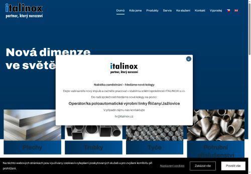 Webové stránky ITALINOX, spol. s r.o., Říčany