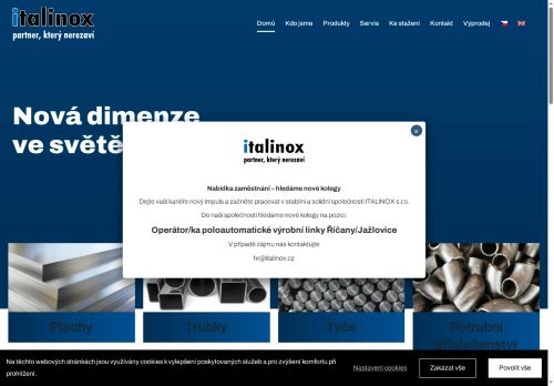 ITALINOX, spol. s r.o. nabízí práci na pozici SKLADNÍK/OPERÁTOR VÝROBNÍ LINKY (m+ž) v obci Říčany