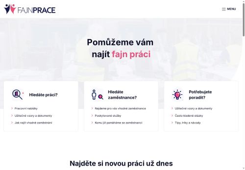Webové stránky Fajn práce s.r.o., Modřice