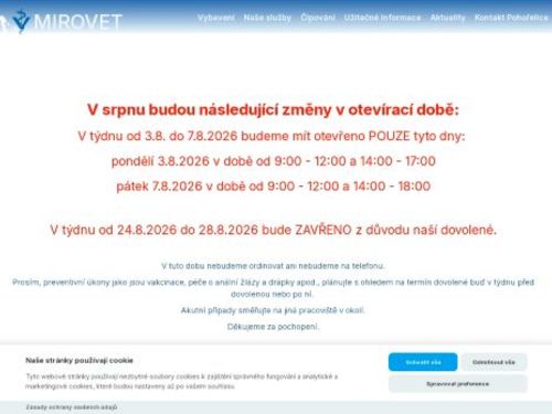 Veterinární ordinace MIROVET - MVDr. Hynek Siksta, MVDr. Jana Sikstová Fritscherová