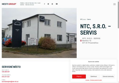 Webové stránky NTC, s. r. o., Bantice
