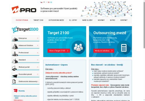 Webové stránky M - PRO spol. s r.o., Čebín