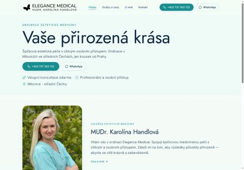 Zobrazit webové stránky Ordinace estetické medicíny ELEGANCE MEDICAL - MUDr. Karolína Handlová