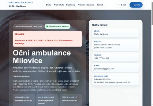 Zobrazit webové stránky Oční ambulance - MUDr. Ján Deme