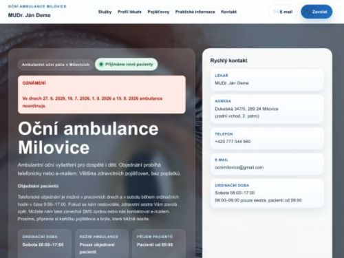 Oční ambulance - MUDr. Ján Deme