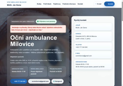 Zobrazit webové stránky Oční ambulance - MUDr. Ján Deme