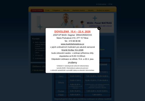 Zobrazit webové stránky Praktický lékař pro děti a dorost - MUDr. Pavel Matras