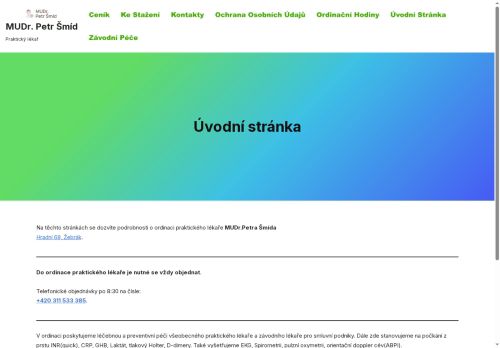 Zobrazit webové stránky Praktický lékař pro dospělé - MUDr. Petr Šmíd