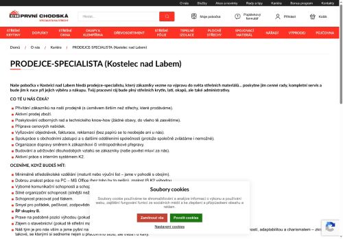 Webové stránky PRVNÍ CHODSKÁ s.r.o., Kostelec nad Labem
