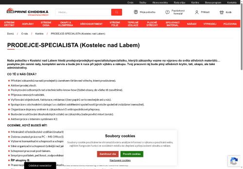Webové stránky PRVNÍ CHODSKÁ s.r.o., Kostelec nad Labem