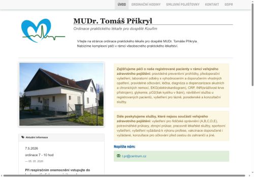Zobrazit webové stránky Praktický lékař pro dospělé - MUDr. Tomáš Přikryl