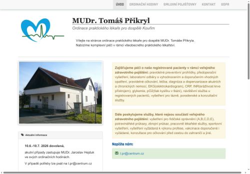 Zobrazit webové stránky Praktický lékař pro dospělé - MUDr. Tomáš Přikryl