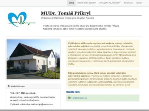 Praktický lékař pro dospělé - MUDr. Tomáš Přikryl