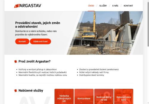 Webové stránky ARGASTAV s.r.o., Mladá Boleslav