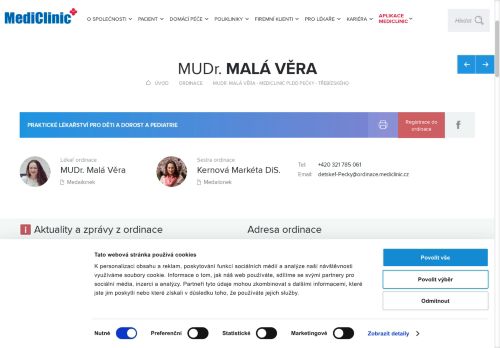 Zobrazit webové stránky Praktický lékař pro děti a dorost MediClinic - MUDr. Věra Malá