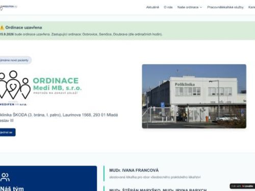 Praktický lékař pro dospělé Medi MB, s.r.o. - MUDr. Štěpán Maryško, MUDr. Ivana Francová