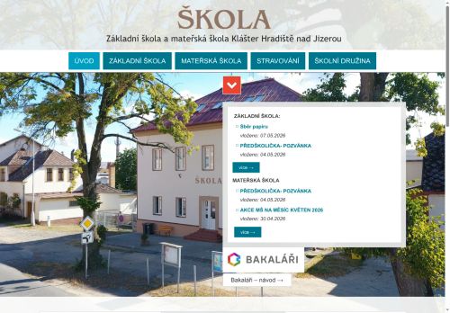 Webové stránky Základní škola Klášter Hradiště nad Jizerou , okres Mladá Boleslav, Klášter Hradiště nad Jizerou