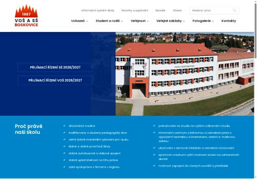 Webové stránky Vyšší odborná škola a střední škola Boskovice, příspěvková organizace, Boskovice