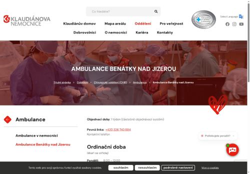 Zobrazit webové stránky Chirurgická ambulance Klaudiánova nemocnice - ordinace Benátky nad Jizerou
