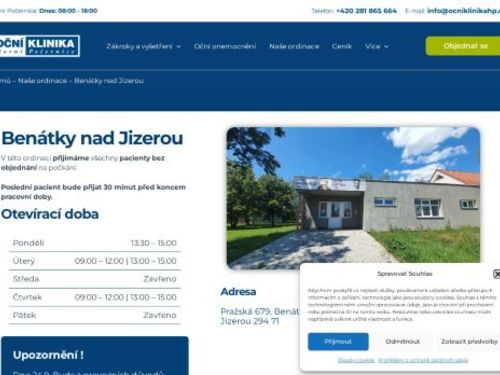 Oční klinika Horní Počernice - pobočka Benátky nad Jizerou