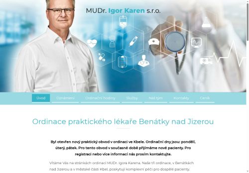 Zobrazit webové stránky Praktický lékař pro dospělé - MUDr. Igor Karen (ordinace Poliklinika BnJ)