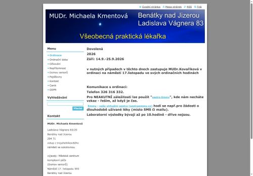 Zobrazit webové stránky Praktický lékař pro dospělé - MUDr. Michaela Kmentová