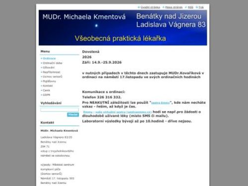 Praktický lékař pro dospělé - MUDr. Michaela Kmentová