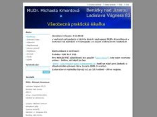 Praktický lékař pro dospělé - MUDr. Michaela Kmentová