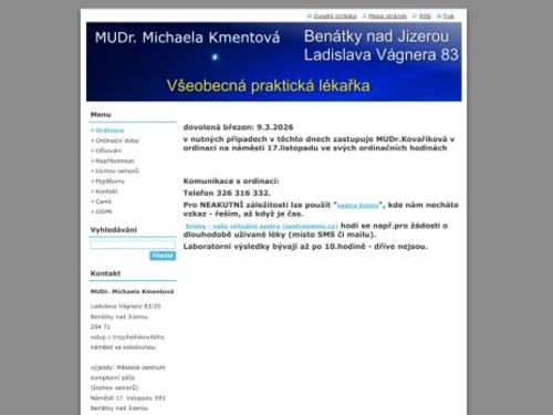 Praktický lékař pro dospělé - MUDr. Michaela Kmentová
