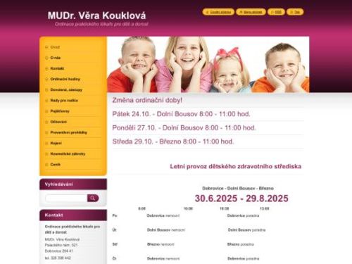 Praktický lékař pro děti a dorost - MUDr. Věra Kouklová