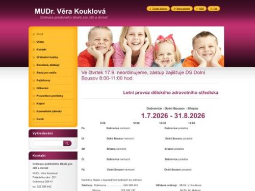 Praktický lékař pro děti a dorost - MUDr. Věra Kouklová