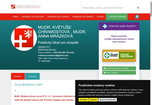 Zobrazit webové stránky Praktický lékař pro dospělé - MUDr. Květuše Chramostová, MUDr. Anna Mrázková