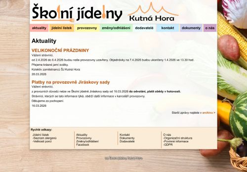 Školní jídelny Kutná Hora nabízí práci na pozici Kuchaři (kromě šéfkuchařů) v obci Kutná Hora