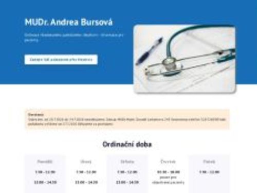Praktický lékař pro dospělé - MUDr. Andrea Bursová
