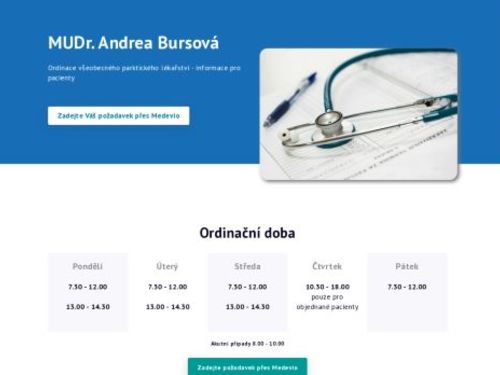 Praktický lékař pro dospělé - MUDr. Andrea Bursová
