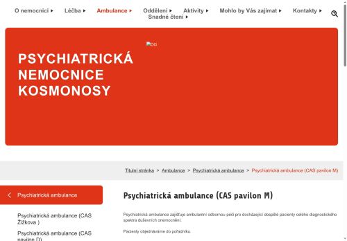 Zobrazit webové stránky Psychiatrická ambulance (CAS pavilon M) - Psychiatrická nemocnice Kosmonosy