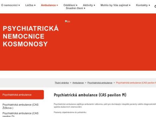 Psychiatrická ambulance (CAS pavilon M) - Psychiatrická nemocnice Kosmonosy