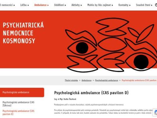 Psychologická ambulance (CAS pavilon D) Psychiatrická nemocnice Kosmonosy - Ing. et Mgr. Radka Škarková