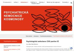 Zobrazit webové stránky Psychologická ambulance (CAS pavilon D) Psychiatrická nemocnice Kosmonosy - Ing. et Mgr. Radka Škarková