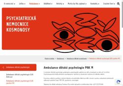 Zobrazit webové stránky Ambulance dětské psychologie Psychiatrická nemocnice Kosmonosy