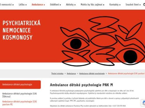 Ambulance dětské psychologie Psychiatrická nemocnice Kosmonosy