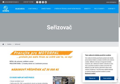 Webové stránky MOTORPAL, a.s., Jemnice