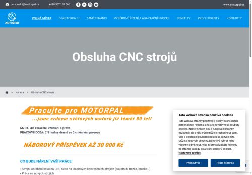 Webové stránky MOTORPAL, a.s., Jemnice