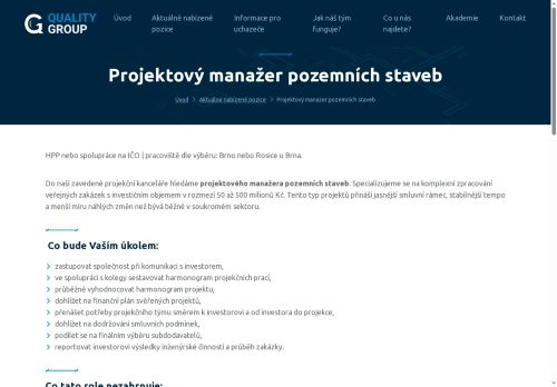 Webové stránky Quality Group s.r.o., Rosice